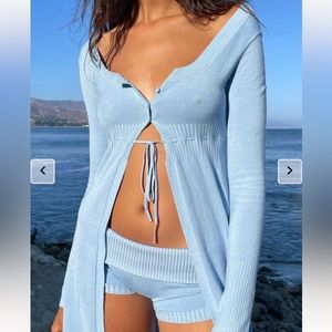 NWT New Frankie’s Bikinis Jewel Lightweight Knit Midi Cardigan - Cornflake